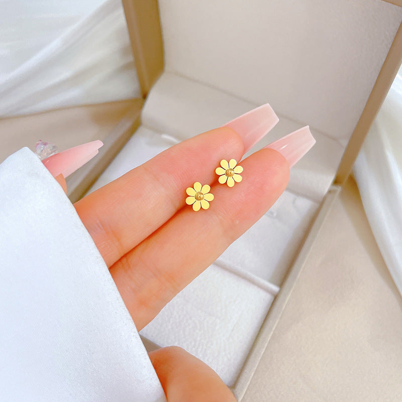 Minimalist Sweet Geometric Titanium Steel Plated Stud Earrings