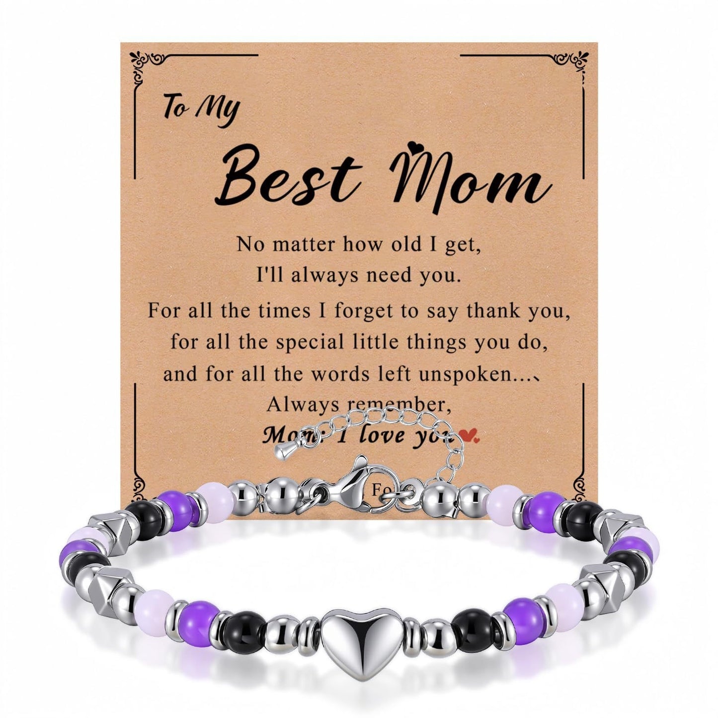Luxury Heart Geometric Obsidian Amethyst Rose Quartz Bracelet for Women