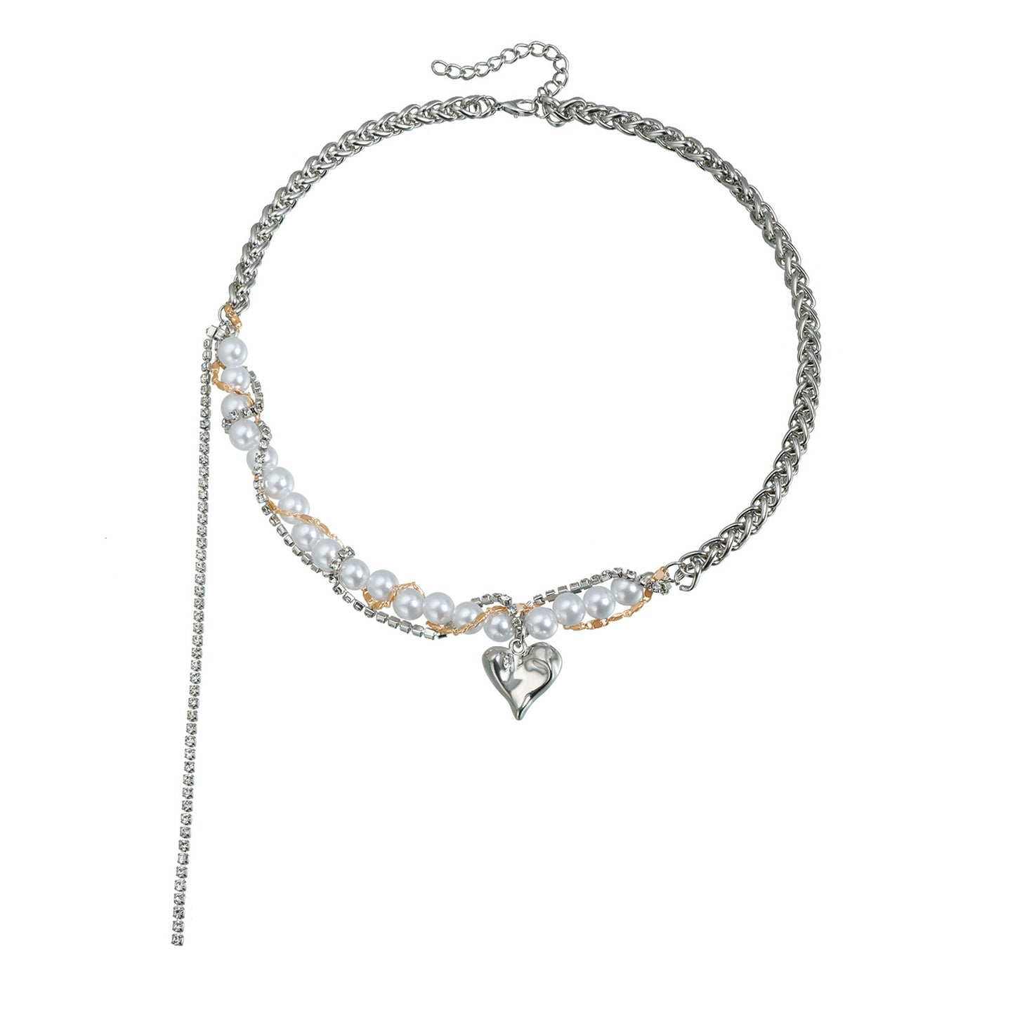 Collar de aleación dulce y atrevido con forma de corazón con baño de oro y plata para mujer