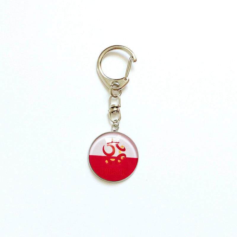 Sporty Round Stainless Steel Keychain National Football Team Souvenir Gift