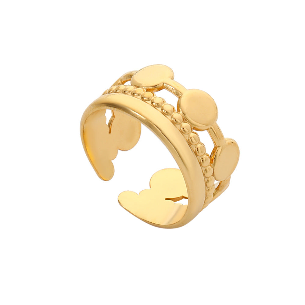 Minimalist Geometric Round Titanium Steel Plated Open Ring for Unisex