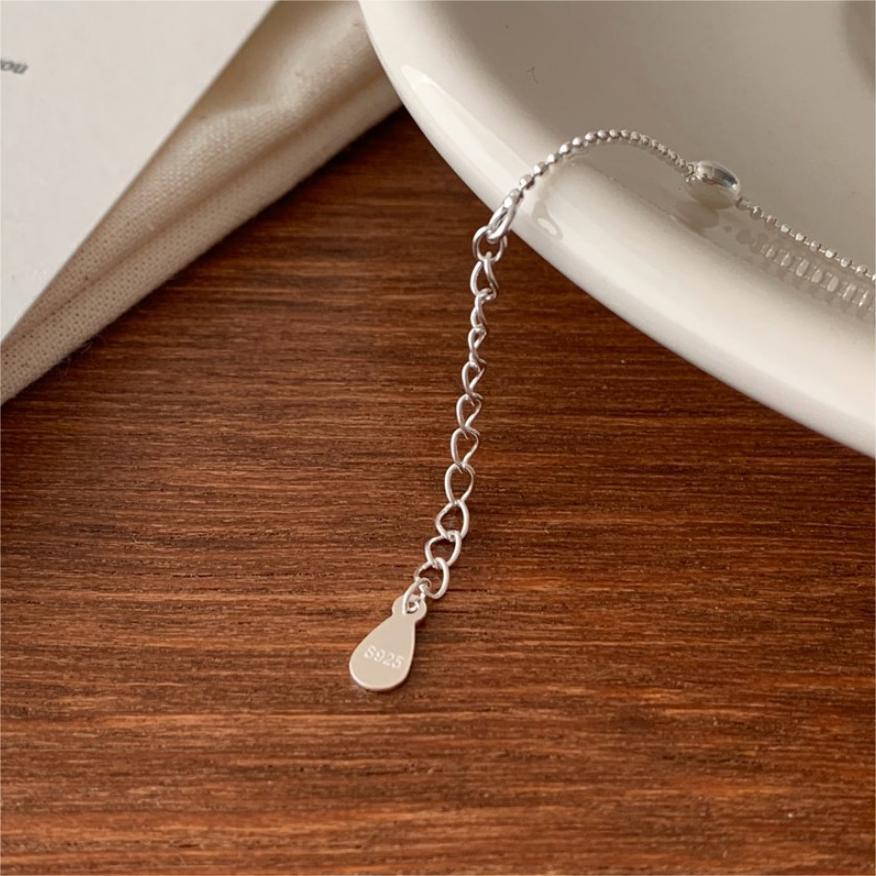 Minimalist 925 Sterling Silver Geometric Olive Bead Bracelet