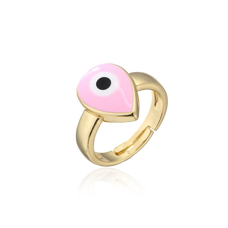 Teardrop Geometric Drip Oil Gold Plated Brass Ring for Women