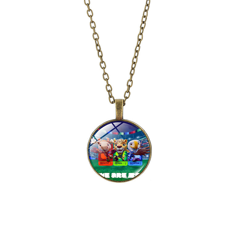 Vintage Sporty Geometric Alloy Pendant Necklace with Crystal Charm for Unisex