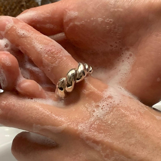 Anillo de doble capa de plata de ley 925 con cuerda trenzada, estilo punk minimalista, para mujer