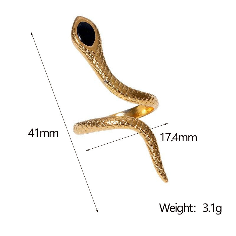 Anello Aperto Minimalista a Forma di Serpente in Acciaio Inossidabile Placcato per Donna