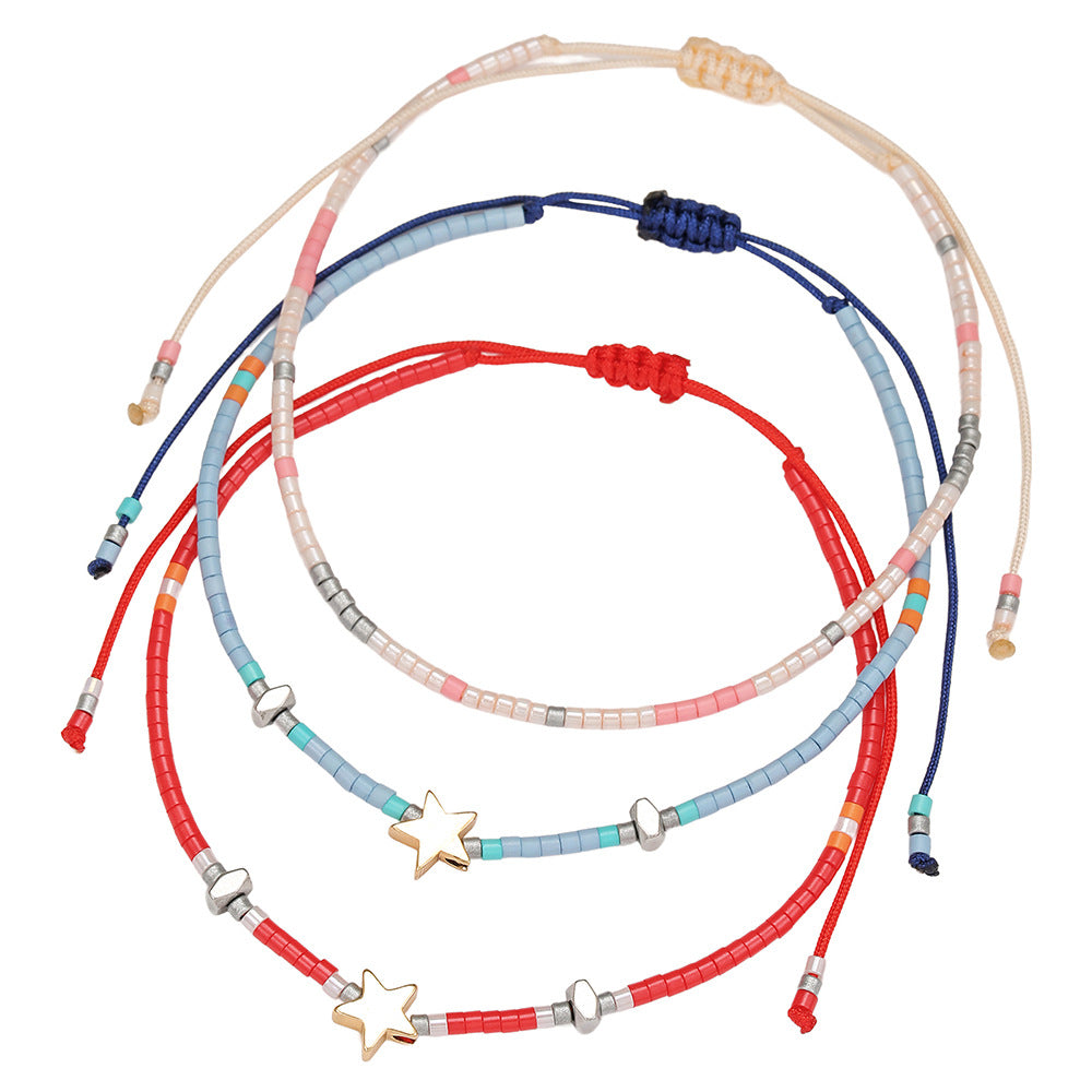 Minimalist Bohemian Colorful Star Glass Beads Bracelet for Women