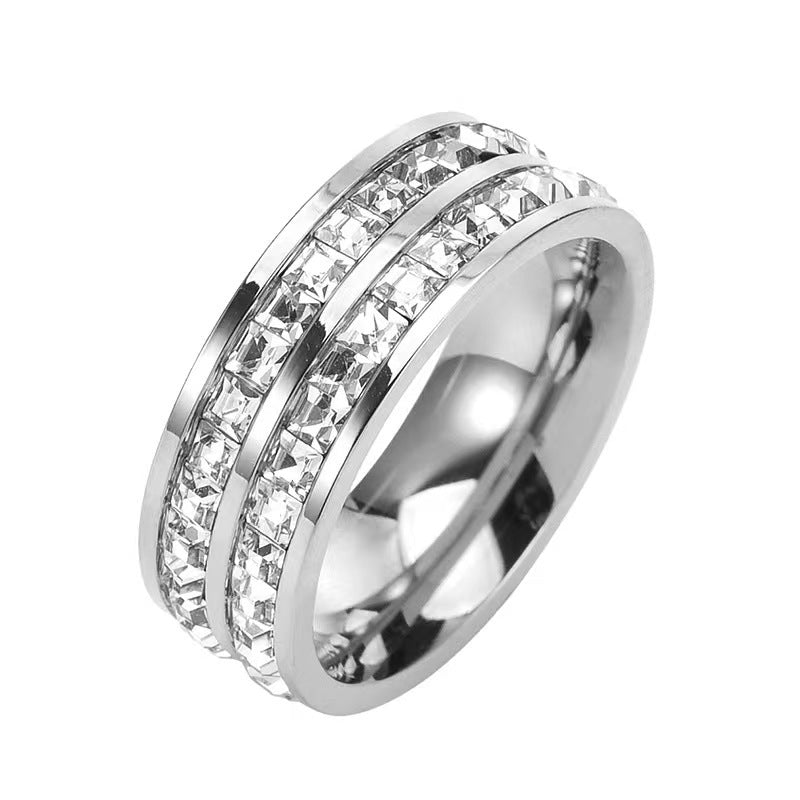 Anello "Cielo Stellato" Geometrico con Strass in Acciaio al Titanio per Uomo e Donna