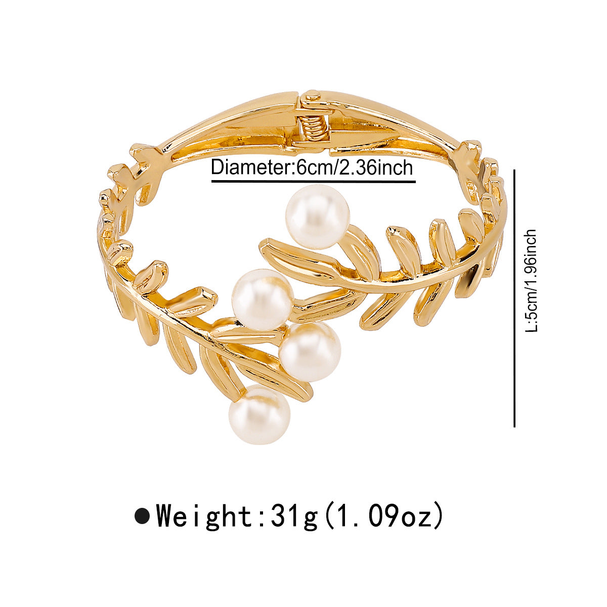 Bracciale vintage in lega con perle e foglie in stile barocco francese per coppie con finitura placcata