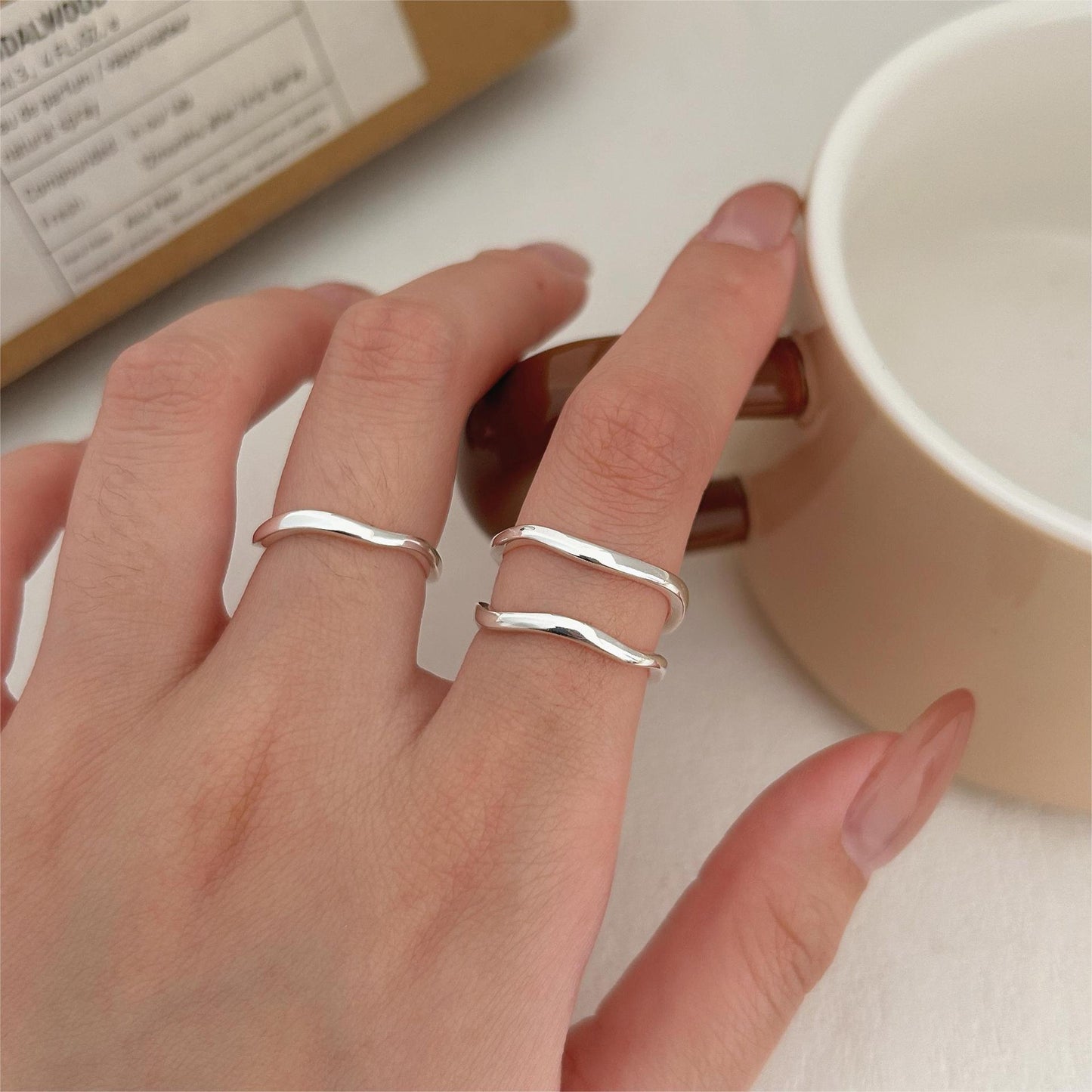 Minimalist Heart-Shaped 925 Sterling Silver Open Ring with Linear Design for Women