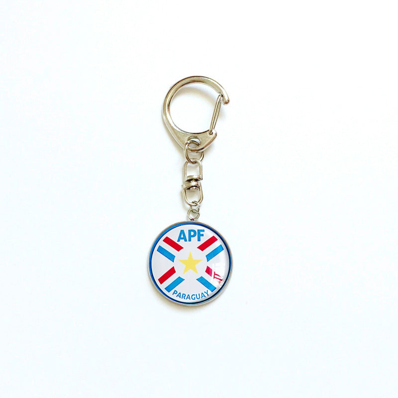 Sporty Round Stainless Steel Keychain National Football Team Souvenir Gift