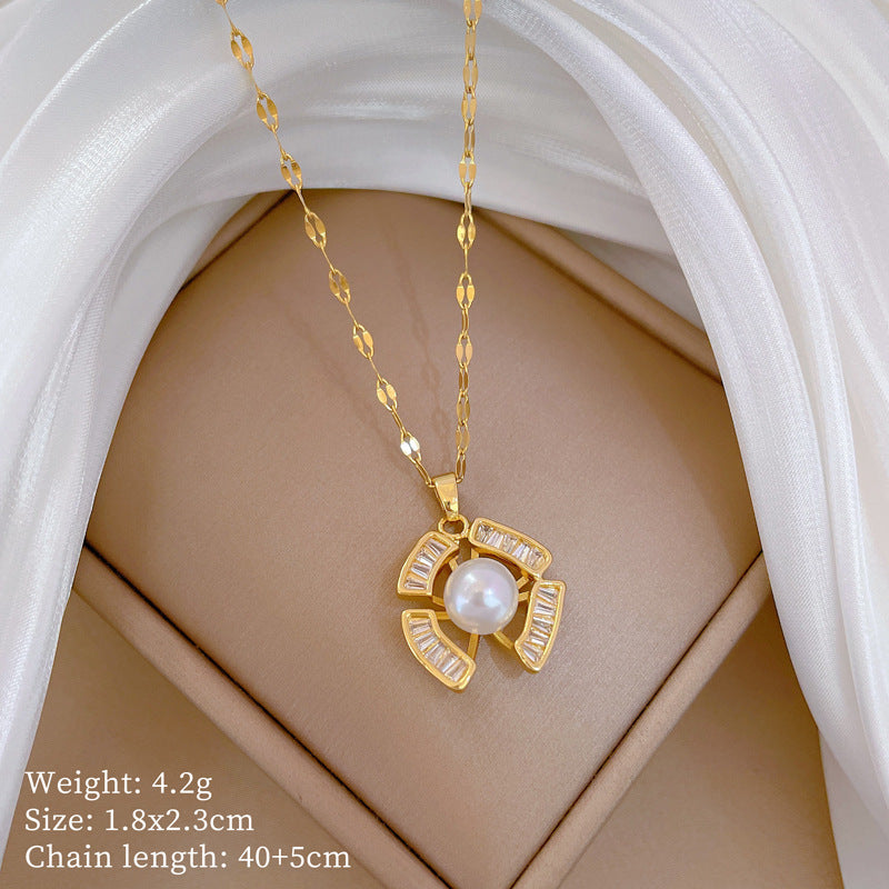Collar de titanio con diamantes de imitación, cielo estrellado geométrico, para mujer, cadena de labios minimalista, estilo dulce