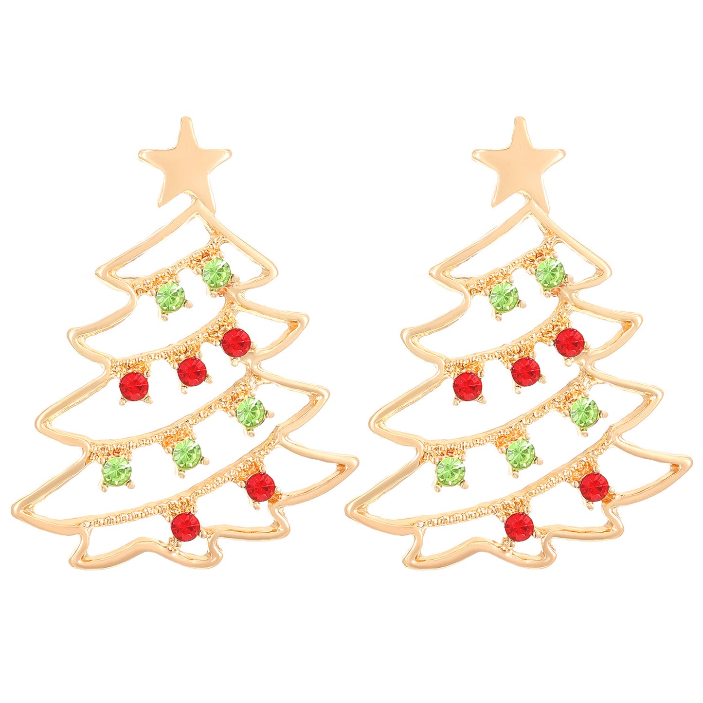 Pendientes de Aleación con Forma de Estrella Minimalista y Detalles de Diamantes de Imitación para Mujer, Joyería de Navidad