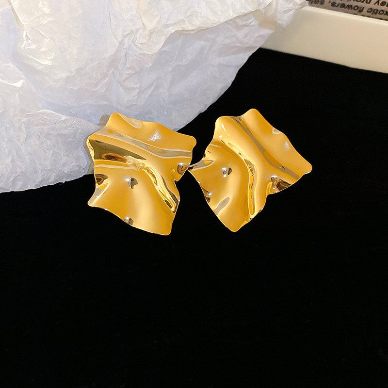 Orecchini a perno geometrici irregolari elettroplaccati di lusso da donna con perni in acciaio