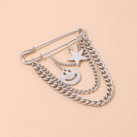 Vintage Luxury Women's Star-Shaped Brooch Alloy Plated Fashion Pin Jewelry