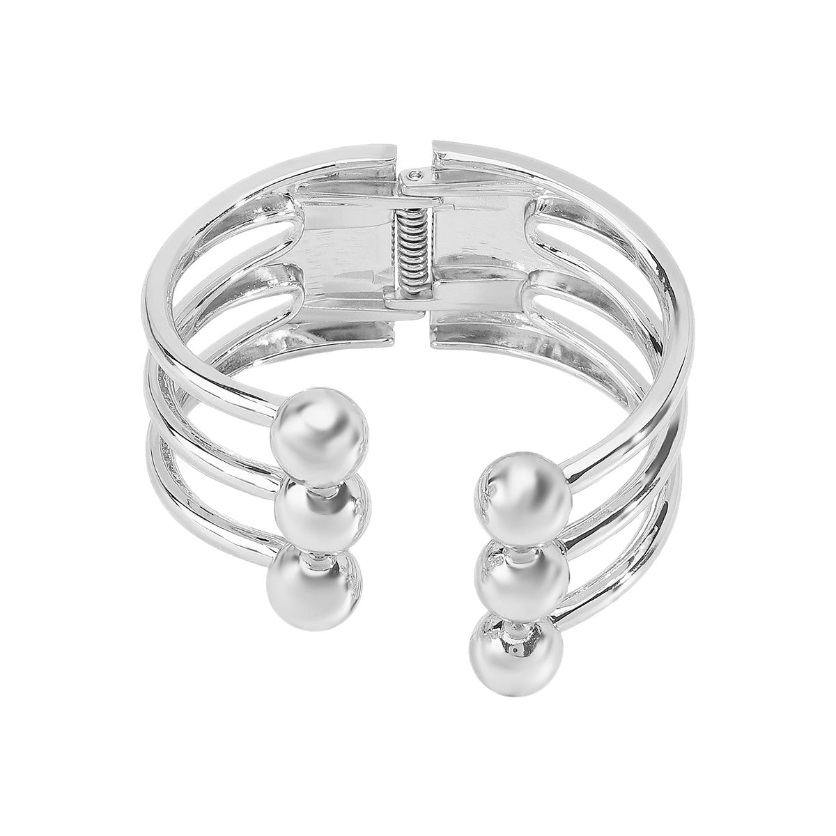 Bracciale Minimalista Geometrico in Lega con Apertura Regolabile e Finitura Lucida Placcata