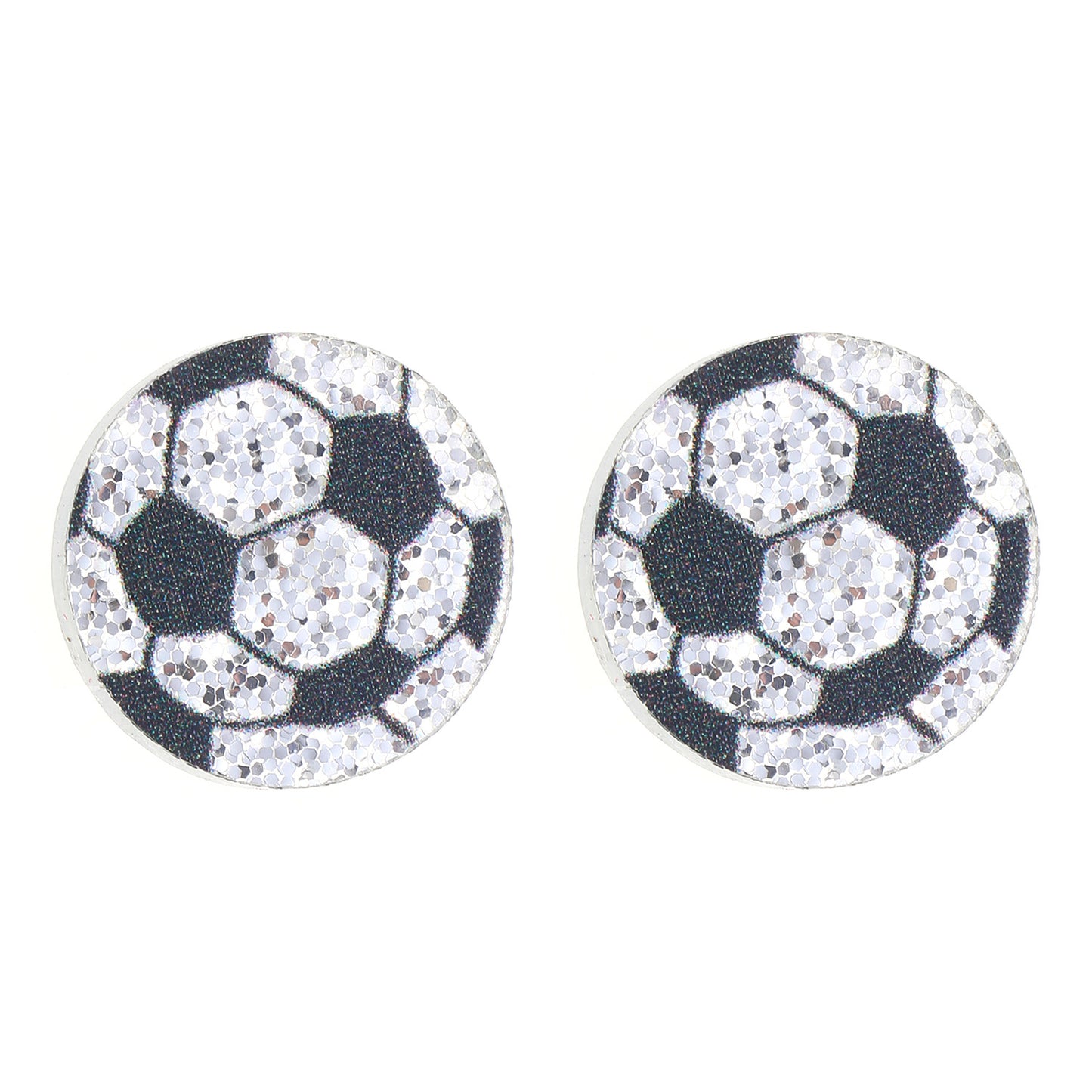 Geometric Round Rhinestone Inlaid Alloy Sports Ball Stud Earrings for Unisex