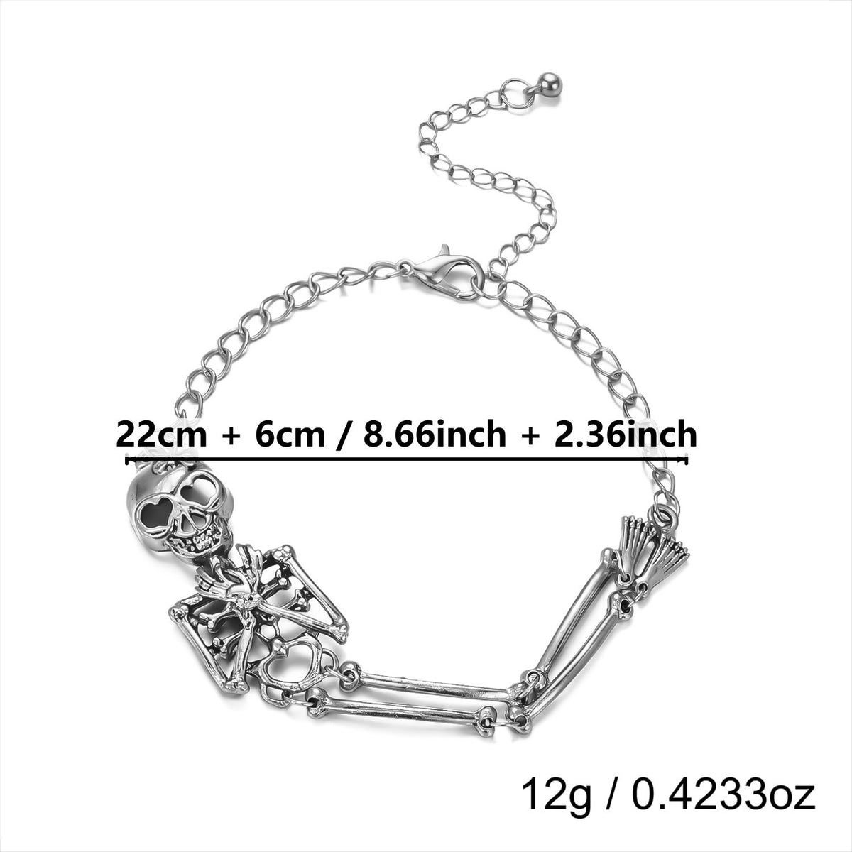 Gothic Punk Geometric Skeleton Alloy Bracelet Unisex Halloween Jewelry