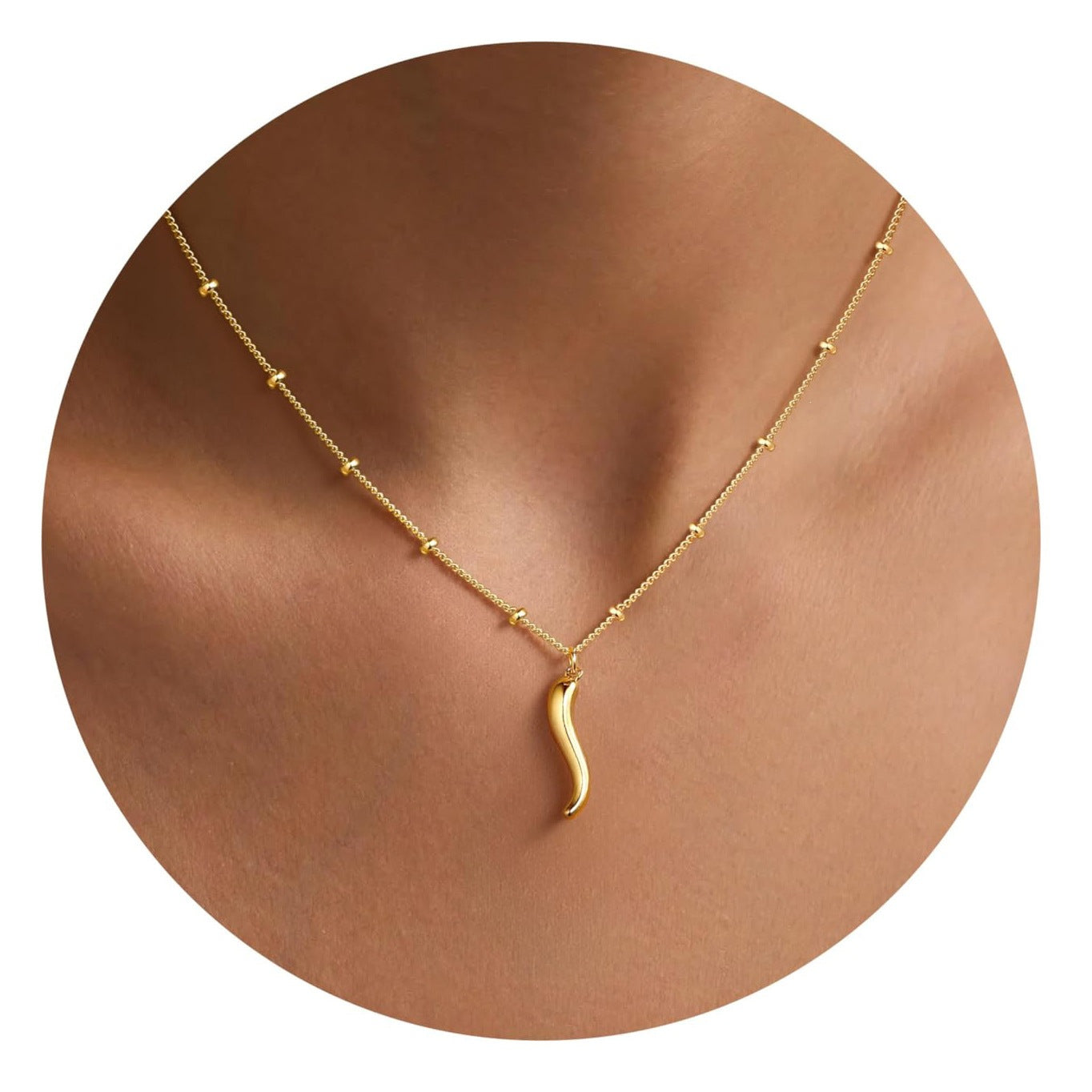 Minimalist Luxury Stainless Steel Ball Chain Necklace with Pendant for Women and Unisex