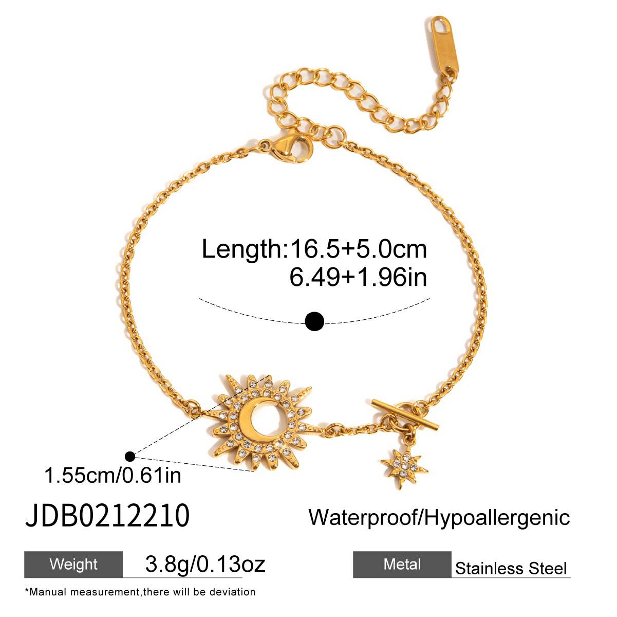Elegant Minimalist Geometric Round Stainless Steel Plated Cubic Zirconia Bracelet for Women