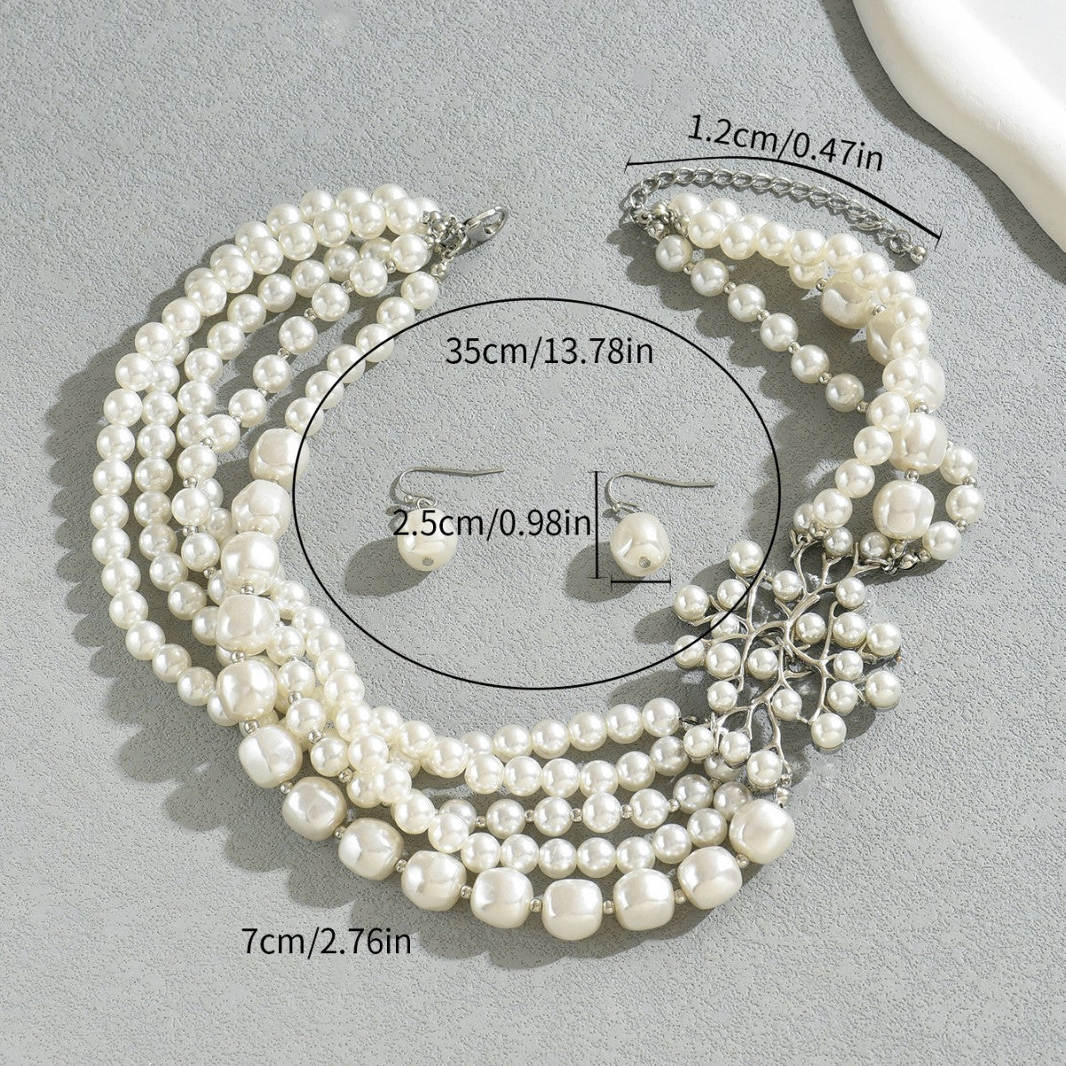 Conjunto de collar y pendientes de moda geométrica para mujer, colgante de aleación con incrustaciones de perlas, formas redondas, ovaladas y de anillo, para oficina, estilo minimalista