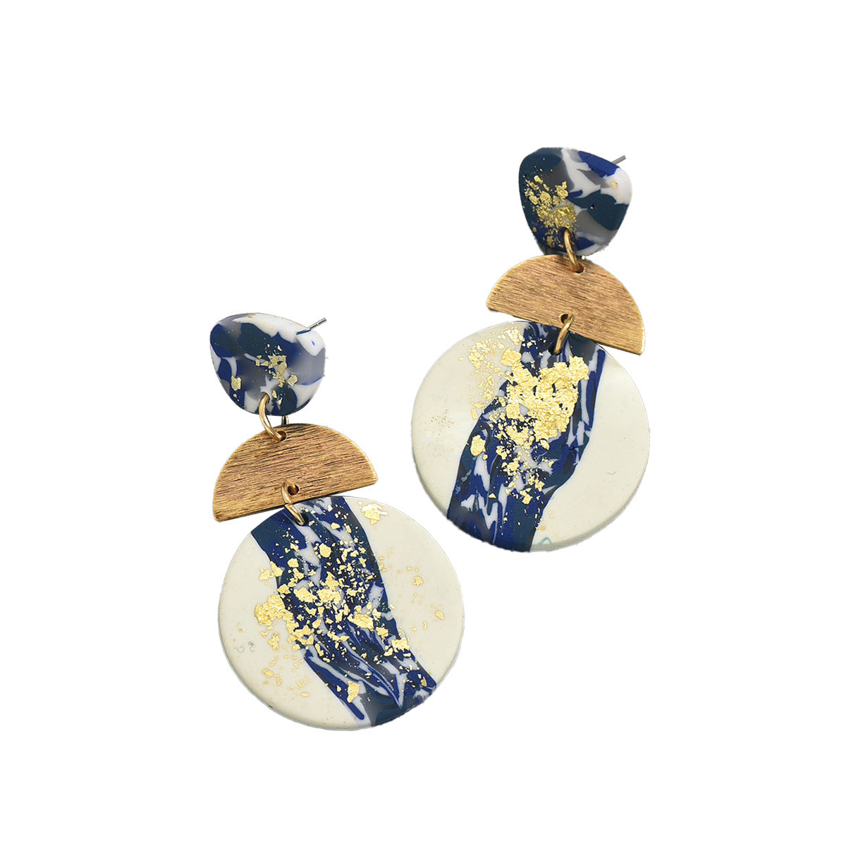 Aretes geométricos de mujer en cobre con acabado chapado para un estilo de oficina a la moda