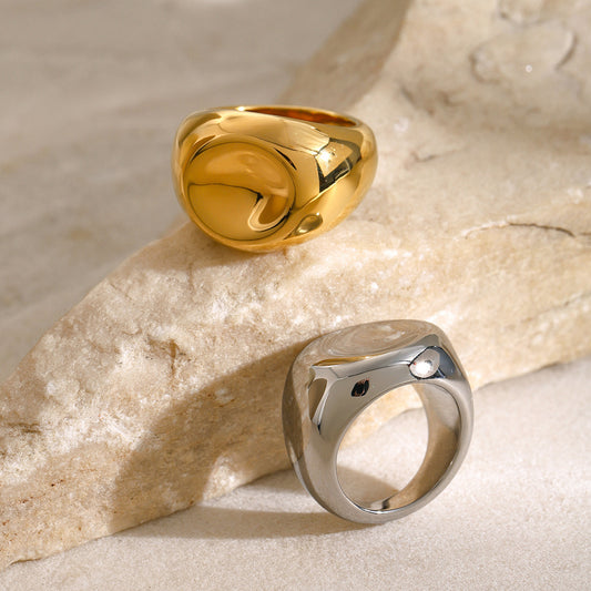 Unique Irregular Spiral Design 18K Gold Plated Stainless Steel Ring for Women and Men