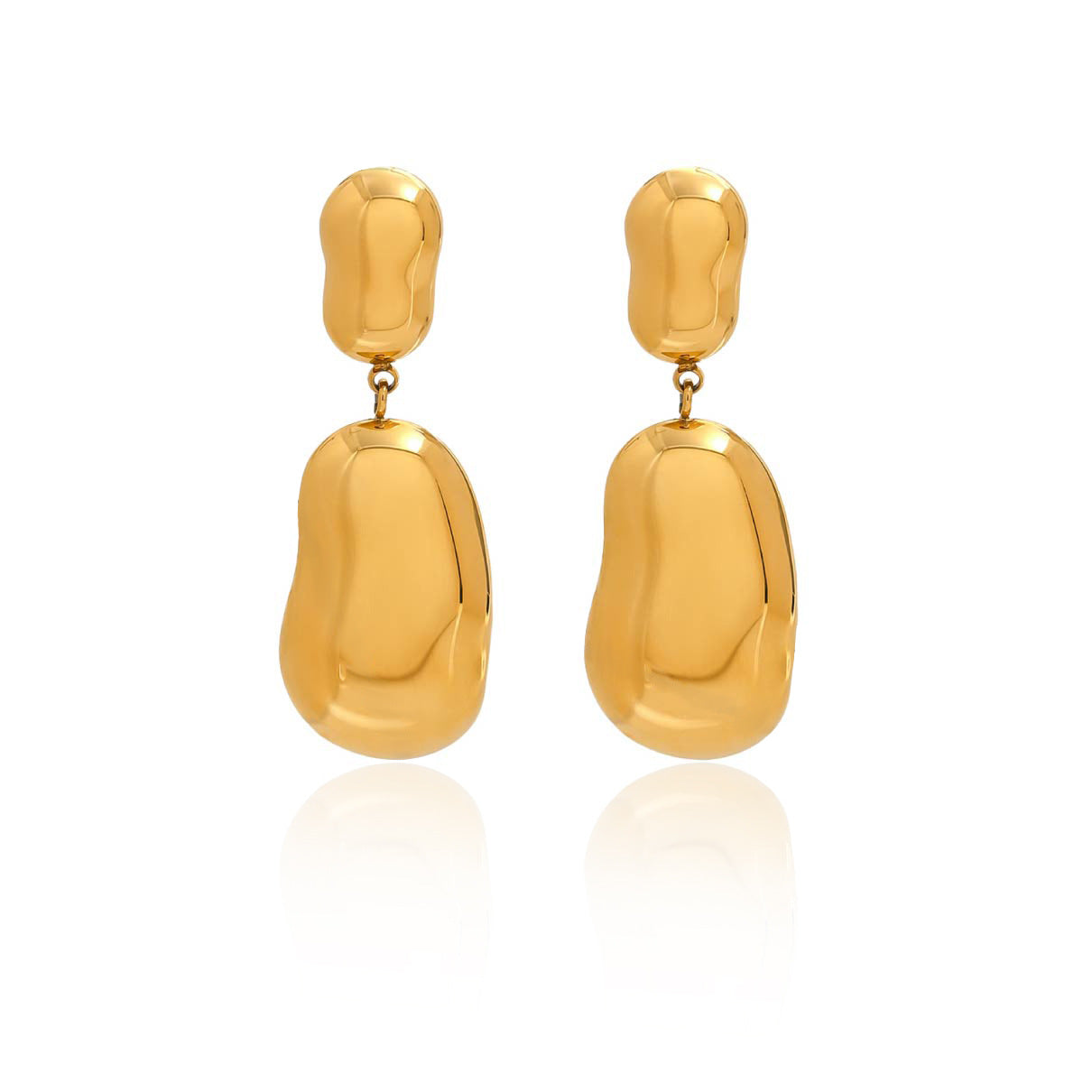 Elegant Geometric Oval Polished Plated Stainless Steel Stud Earrings for Women