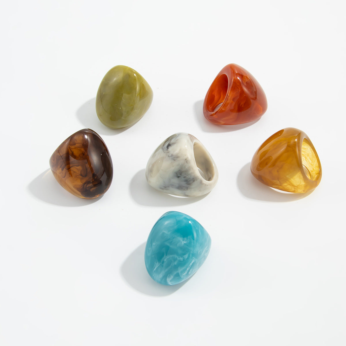 Vintage Gradient Geometric Oval Resin Ring for Women