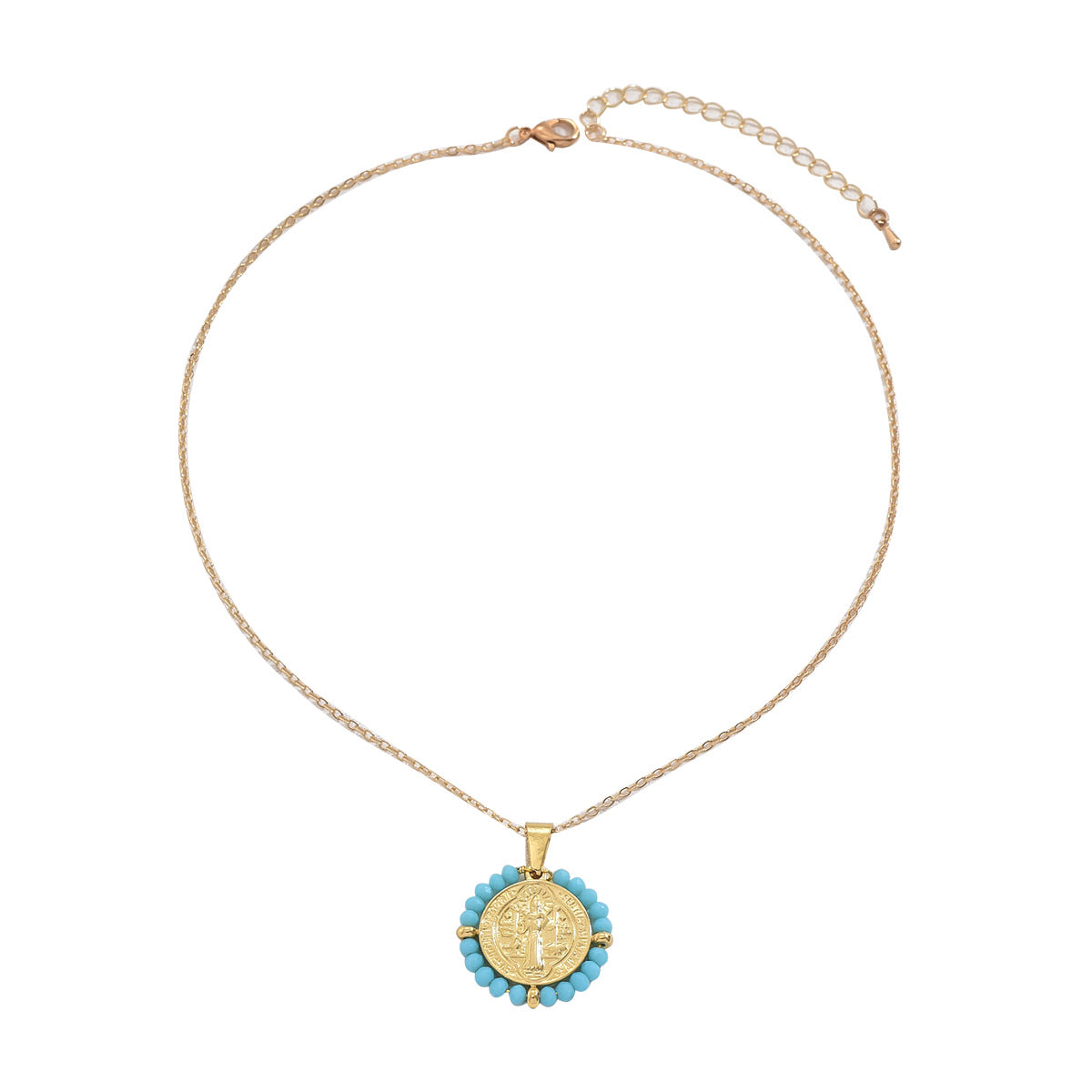 Collana pendente con perline a rombi geometrici in stile bohémien da donna con catena in rame placcato