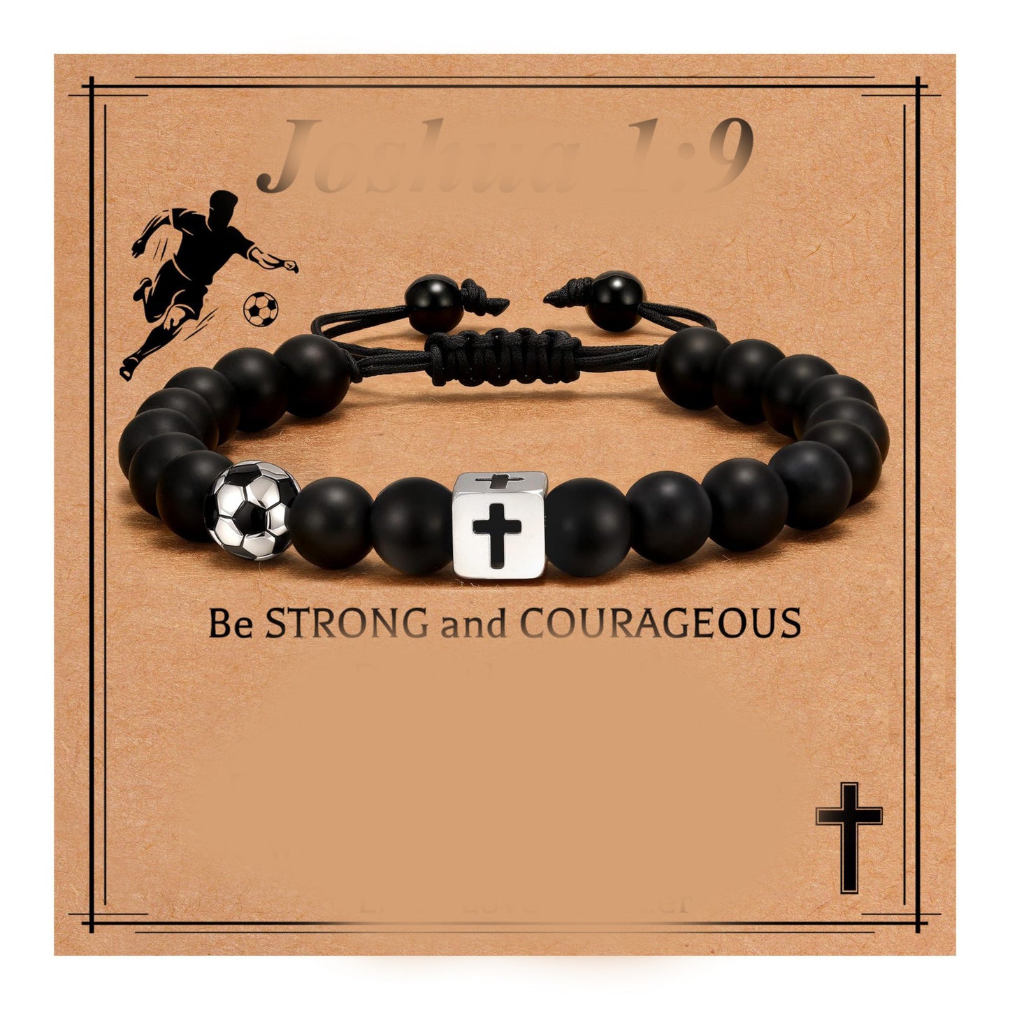 Sporty Matte Alloy Cross Geometric Beaded Bracelet Unisex