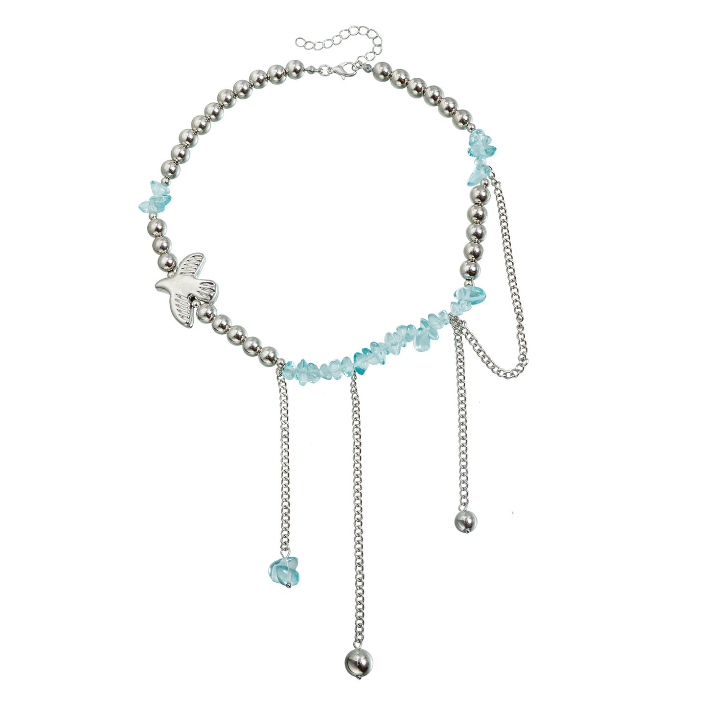 Casual Crystal Geometric Bird Heart ABS Plated Alloy Pendant Necklace for Women