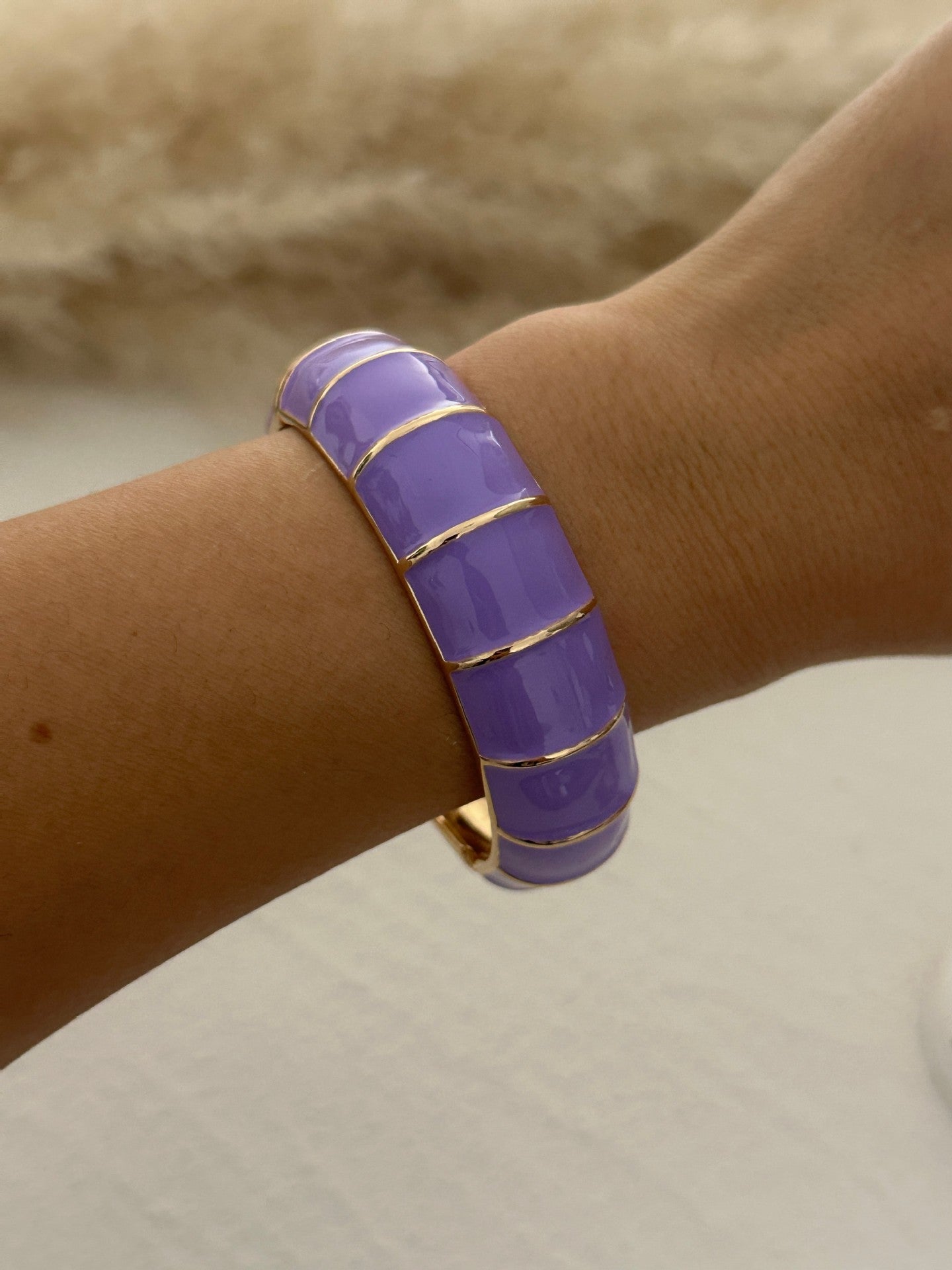 Bracciale Elastico Aperto Geometrico in Lega Placcata ad Olio Sgocciolante Boemo Colorato