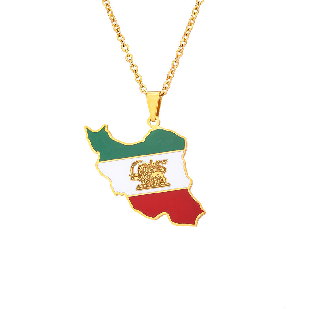 Collana con ciondolo geometrico in acciaio inossidabile con finitura smaltata per moda unisex e stile pendolare