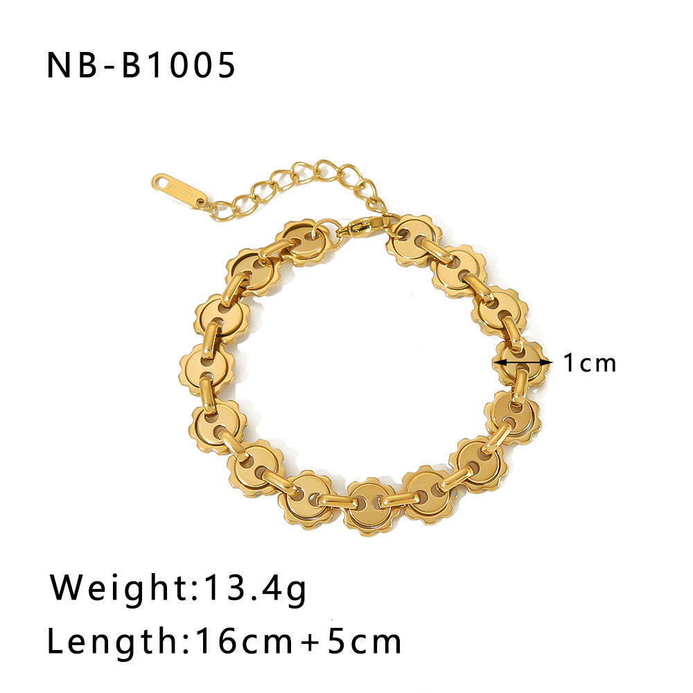 Punk Style Geometric Stainless Steel Handmade Chain Bracelet with 18K Gold Plating