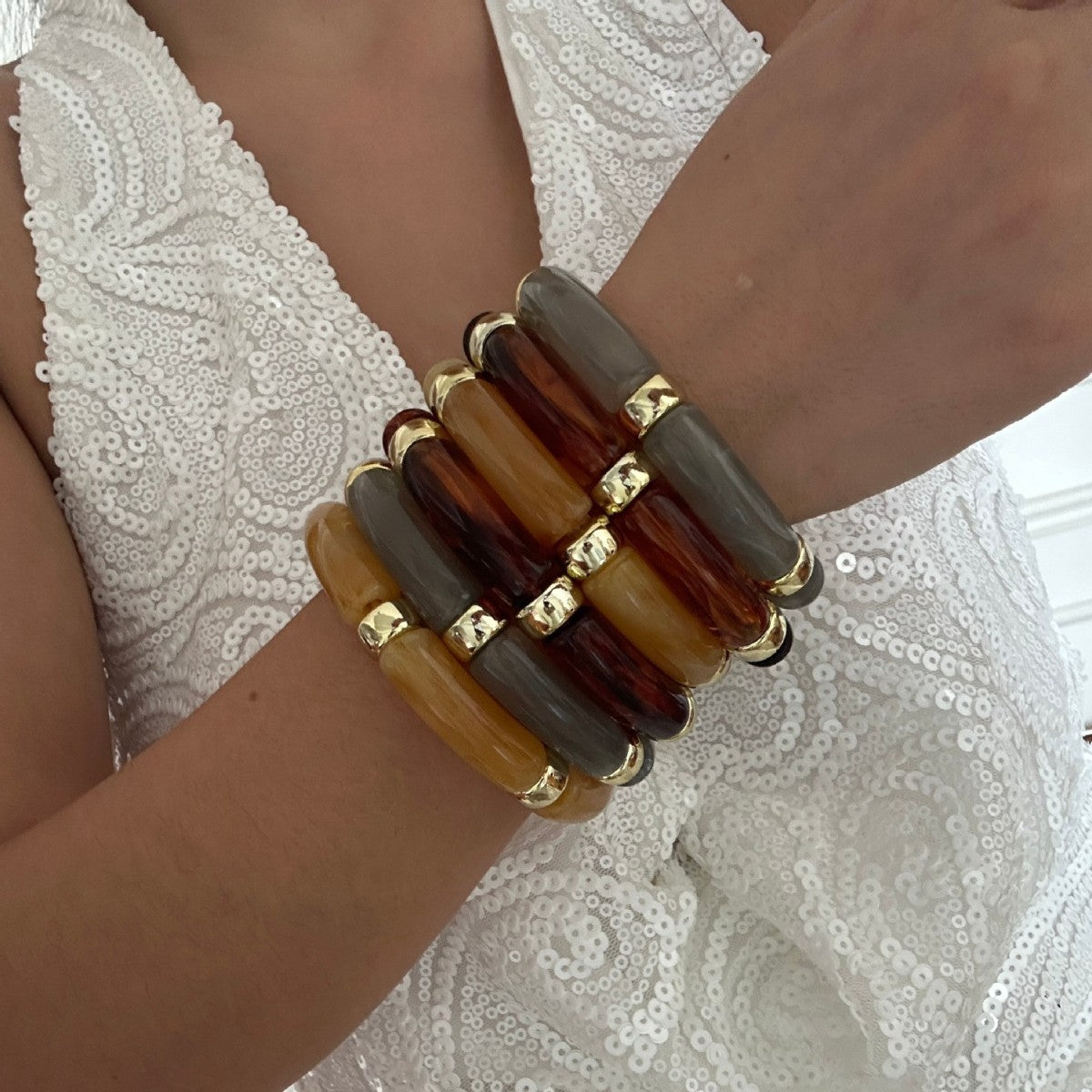 Vintage Geometric Gradient Acrylic Plated Bracelet for Women