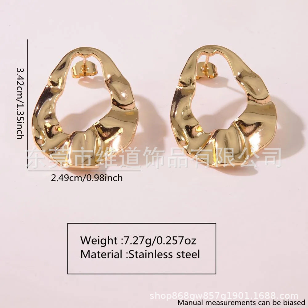 Beach Style Stainless Steel Geometric Starfish Shell Stud Earrings for Women