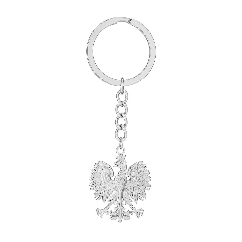 Portachiavi con pendente vintage aquila polacca etnica in acciaio al titanio accessorio unisex