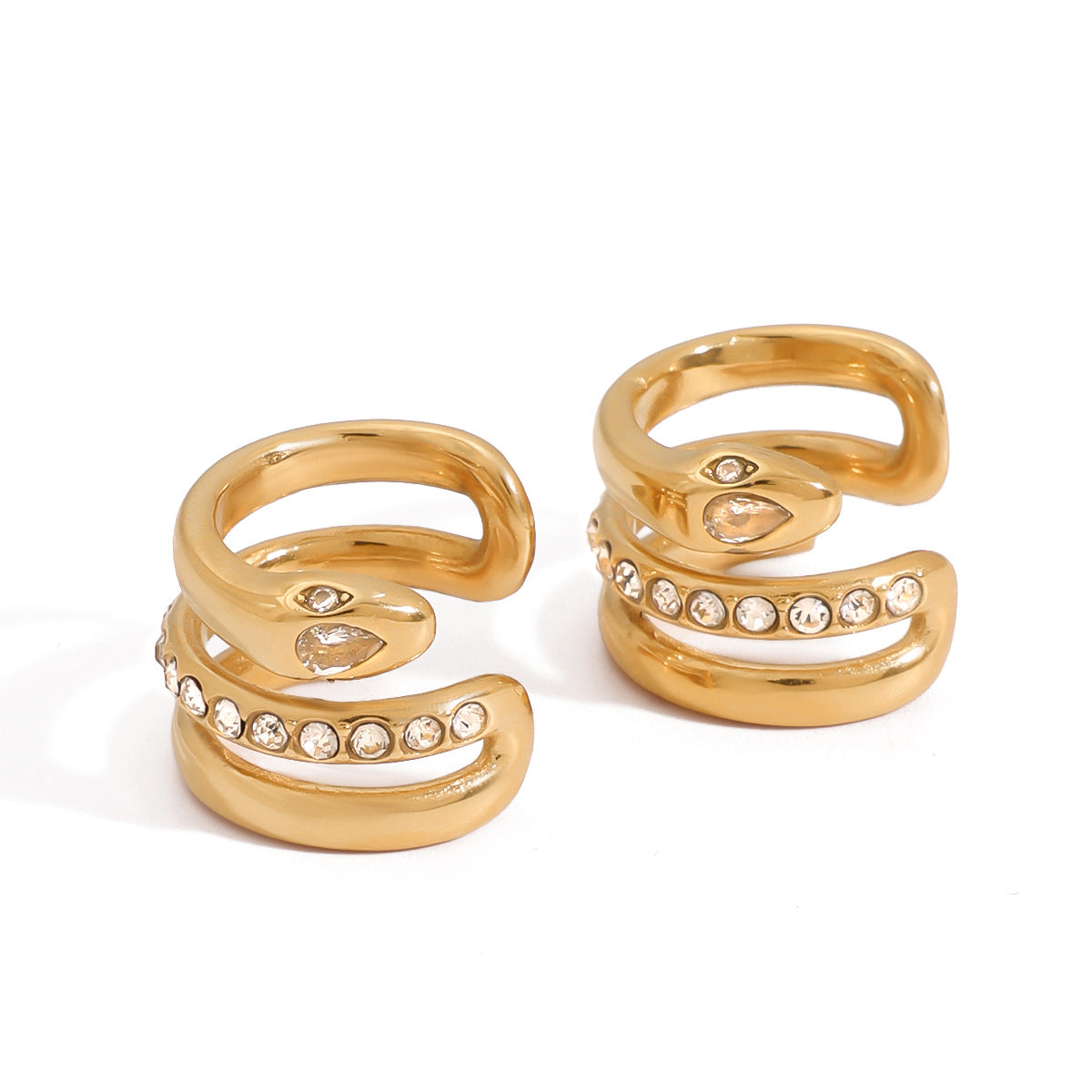 Geometric Plated Stainless Steel Snake Ear Cuff for Women