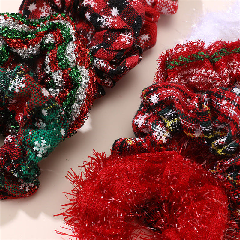 Fermacapelli in tessuto a maglia a forma di personaggio dei cartoni animati per bambini, colore rosso natalizio, con estetica macaron