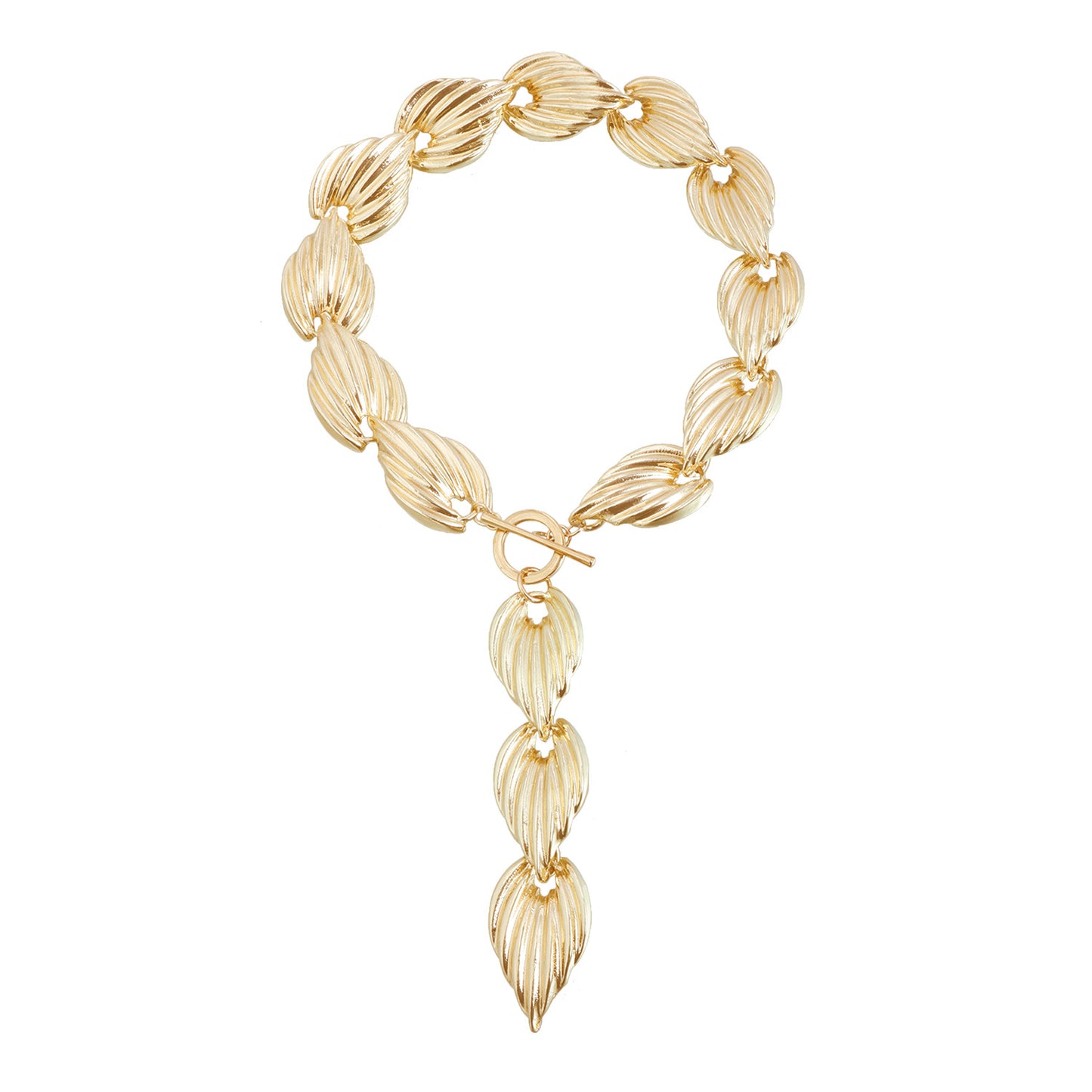 Vintage Geometric Alloy Plated Wheat Pattern Necklace with OT Clasp for Women