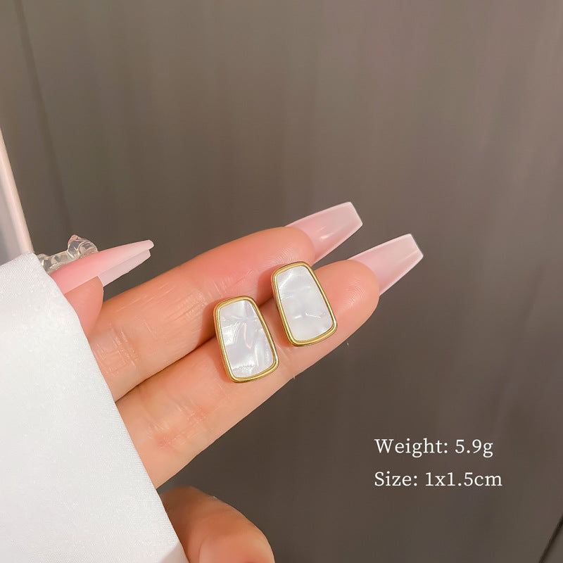 Minimalist Sweet Geometric Titanium Steel Plated Stud Earrings