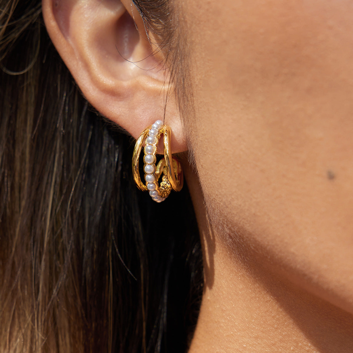 Pendientes de Acero Inoxidable Geométricos con Acabado Chapado para Mujer Joyería Minimalista Elegante para la Oreja