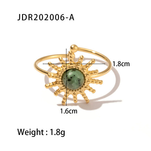 Elegant Geometric Star Stainless Steel Plated Turquoise Open Ring for Women