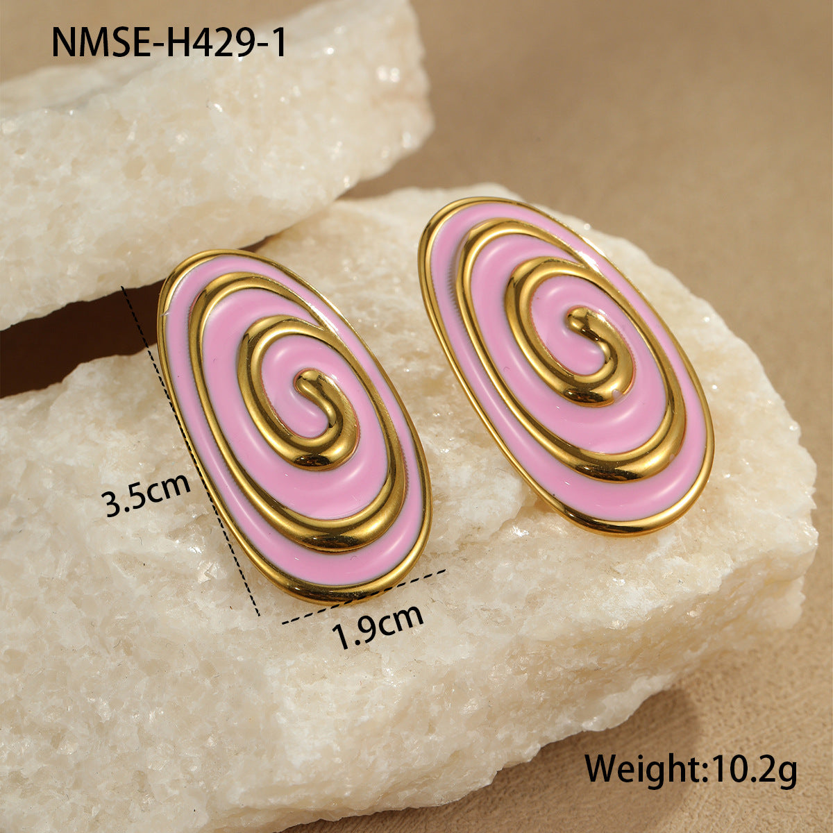 Orecchini e Anello da Donna Placcati in Acciaio Inossidabile con Design Ovale alla Moda, Set di Gioielli Minimalisti Estivi