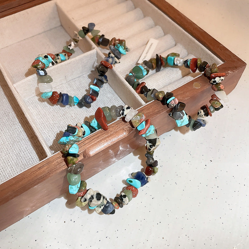 Vintage Ethnic Geometric Round Alloy Beaded Bracelet for Women