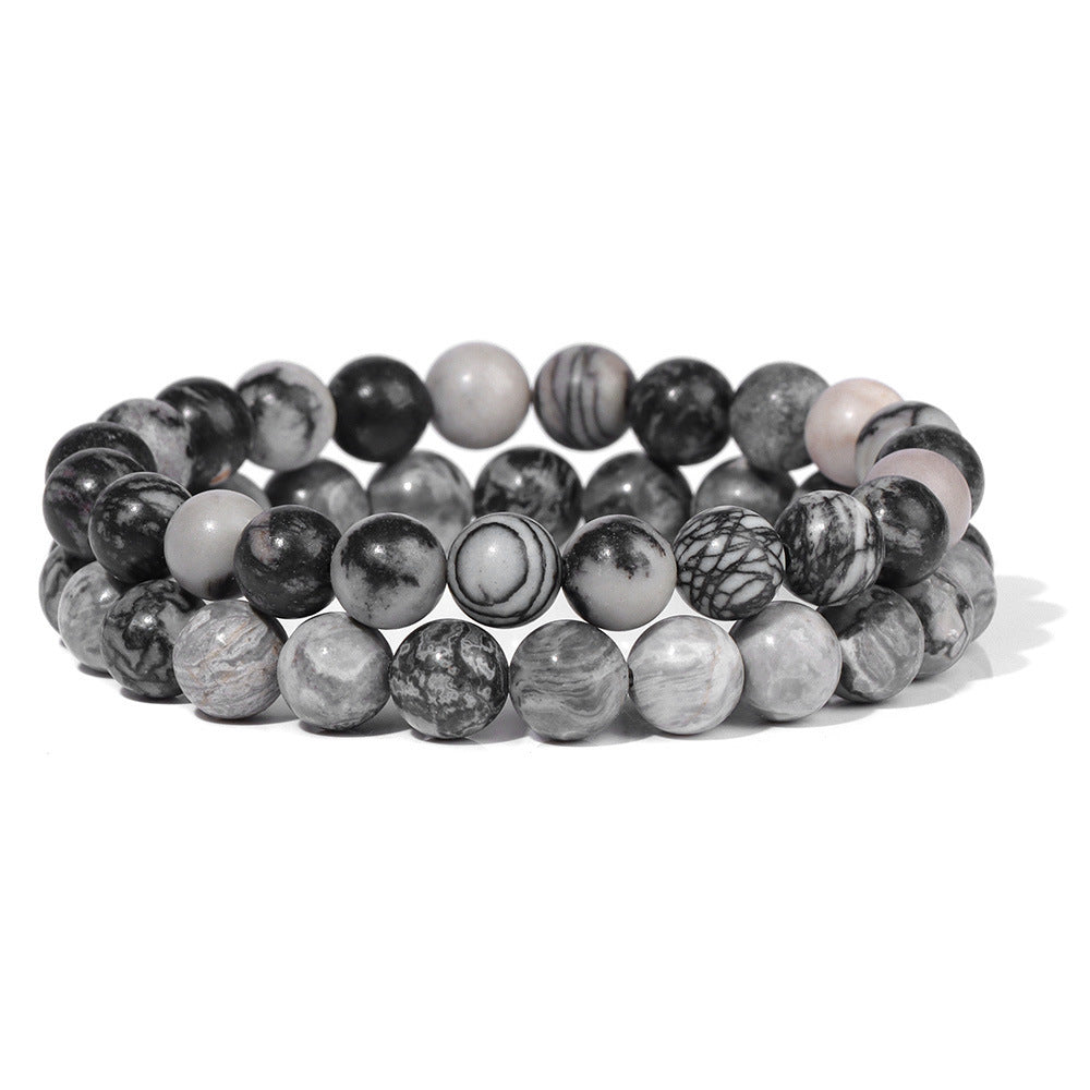 Vintage Business Geometric Natural Gemstone Beaded Bracelet Set for Unisex