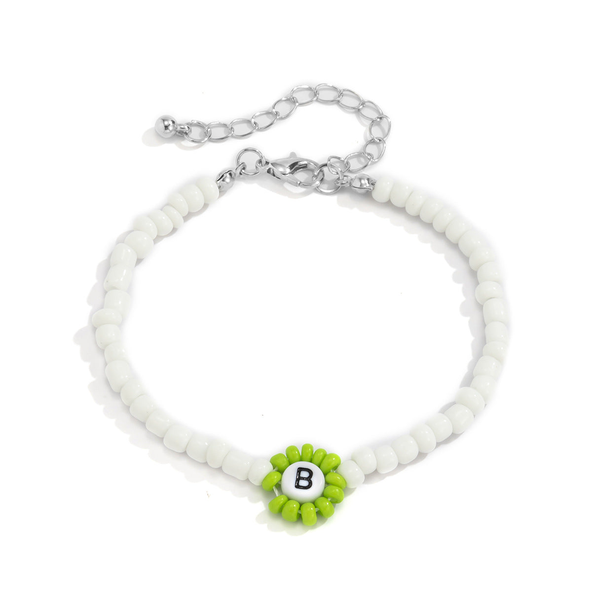 Sweet Minimalist Acrylic Letter Beaded Necklace Plated Ball Chain Floral