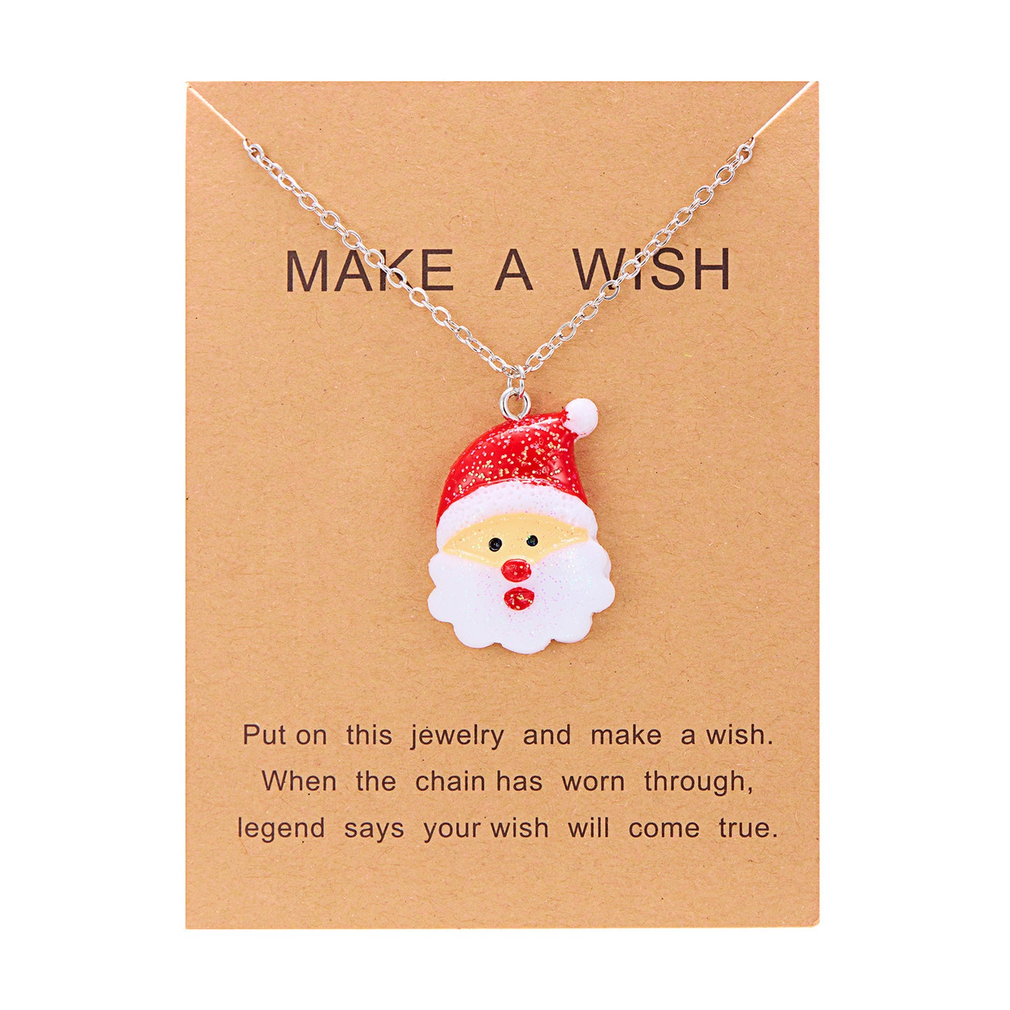 Collana con ciondolo a pupazzo di neve in resina stile OL, elementi natalizi, fiocco di neve, campana, scatola regalo di Babbo Natale, per donna