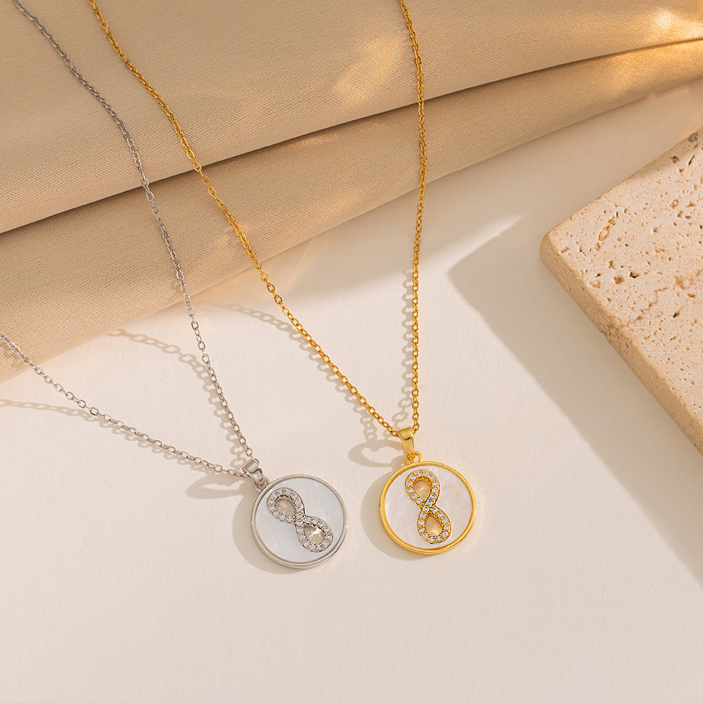 Collana a catena a serpente da donna minimalista geometrica in acciaio inossidabile e titanio con numeri in zirconi micropavé